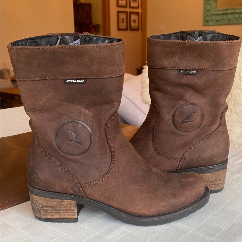 Falco Women's Brown Leather Motorcycle Boots